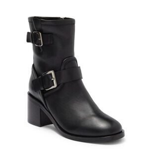 NEW AQUATALIA BLACK LEATHER BILLINA BUCKLE ANKLE BOOTS BOOTIES SZ 7